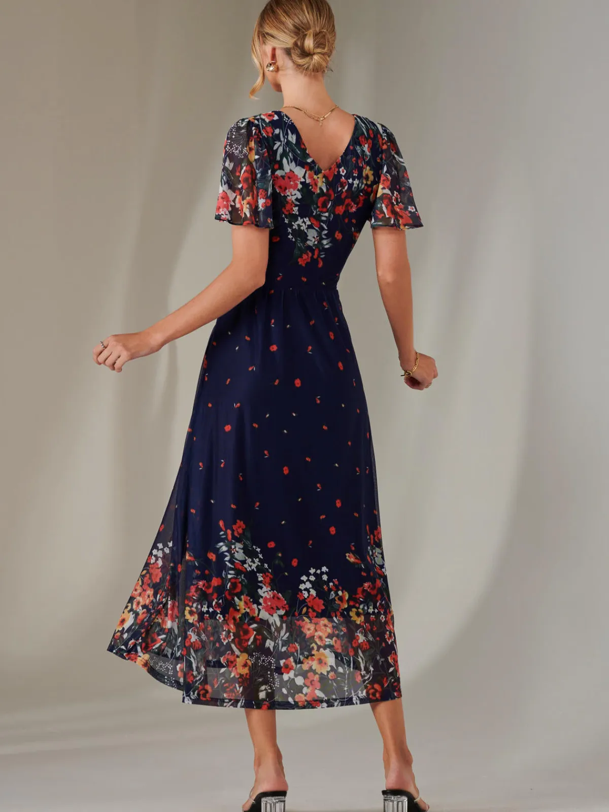 Jolie Moi Occasion Dresses|Floral Dresses-Wrap Maxi Dress, Floral Multi