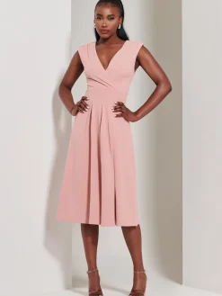 Jolie Moi Mother Of The Bride|Midi Dresses-Yuina Scuba Pleated Flare Midi Dress, Pink