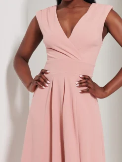 Jolie Moi Mother Of The Bride|Midi Dresses-Yuina Scuba Pleated Flare Midi Dress, Pink